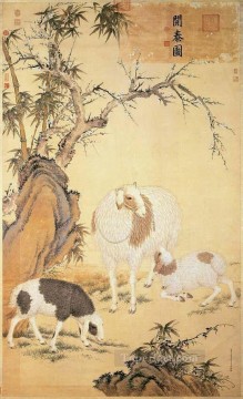 Lang oveja brillante tinta china antigua pastor Giuseppe Castiglione Pinturas al óleo